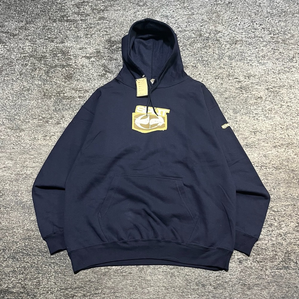 NWT Split Skateboards Sweatshirt Hoodie Large Navy Blue Vintage Y2K 2000s Skater